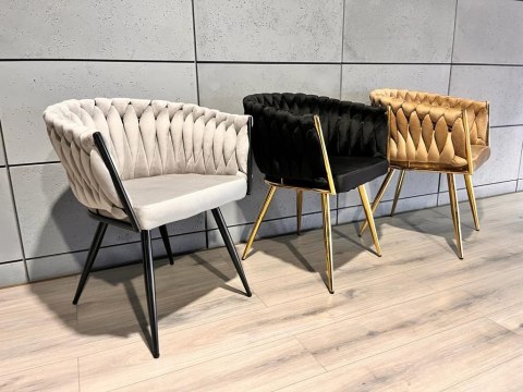 Krzesło plecione Lugano fotel TRECCIA GREEN VELVET SMOKE