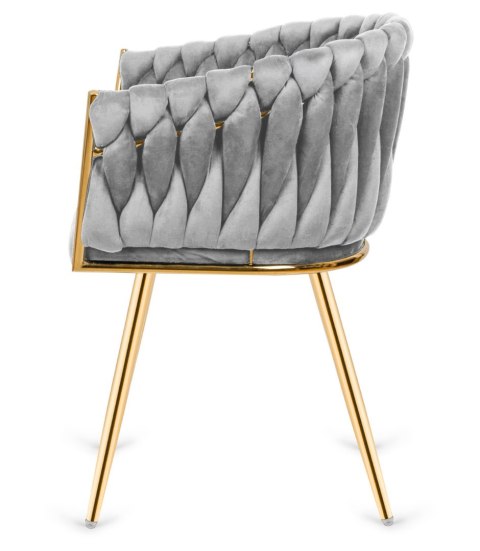 Krzesło plecione Lugano fotel TRECCIA GREY VELVET GOLD