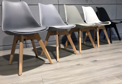 Krzesło skandynawskie MONZA LIGHT GREY - Black PU