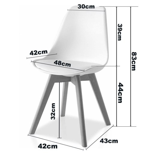 Krzesło skandynawskie MONZA WHITE - Grey Fabric II
