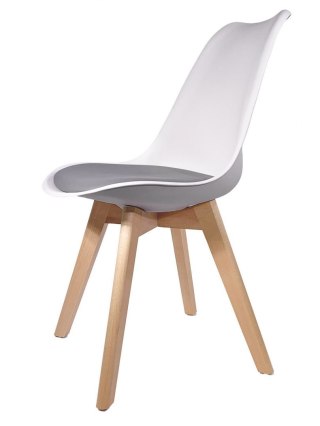 Krzesło skandynawskie MONZA WHITE - LIGHT GREY PU