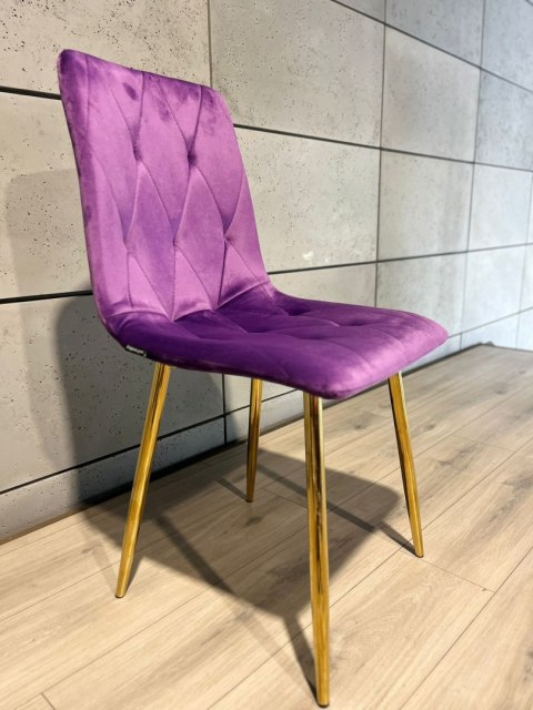 Krzesło tapicerowane BORGO VELVET PURPLE GOLD