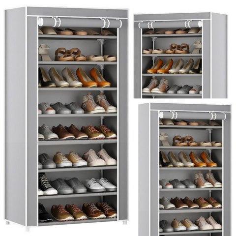 Stojak 8-Poziomowy Na Buty Organizer Szafa Osłona Pyłoszczelna Szara Stojak 8-Poziomowy Na Buty Organizer Szafa Osłona Pyłoszczelna Szara
