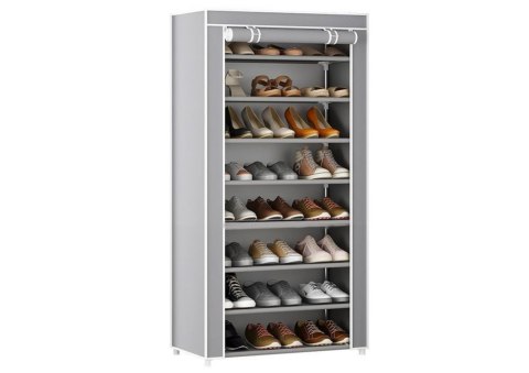 Stojak 8-Poziomowy Na Buty Organizer Szafa Osłona Pyłoszczelna Szara Stojak 8-Poziomowy Na Buty Organizer Szafa Osłona Pyłoszczelna Szara