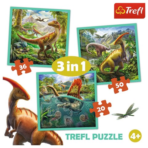 Puzzle - "3w1" - Niezwykły świat dinozaurów Trefl 34837 Puzzle - "3w1" - Niezwykły świat dinozaurów Trefl 34837