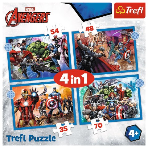 Puzzle - "4w1" - Odważni Avengersi Trefl 34386