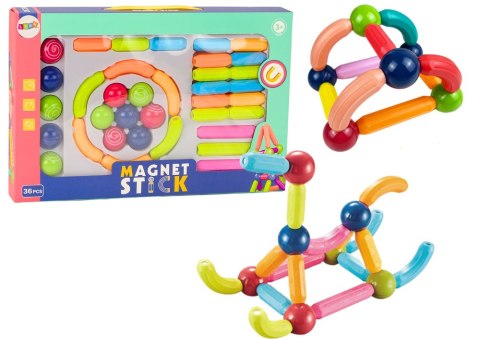 Zestaw Klocków Magnetycznych Konstrukcyjne 36El Kolorowe Zestaw Klocków Magnetycznych Konstrukcyjne 36El Kolorowe