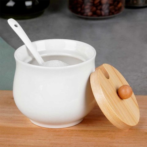 CUKIERNICA CUKIERNICZKA CERAMICZNA Z ŁYŻECZKĄ BIAŁA 139684 CUKIERNICA CUKIERNICZKA CERAMICZNA Z ŁYŻECZKĄ BIAŁA 139684