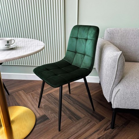 Krzesło aksamitne DENVER velvet Ciemnozielone