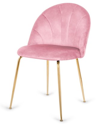 Krzesło tapicerowane CAMILA PINK VELVET GOLD
