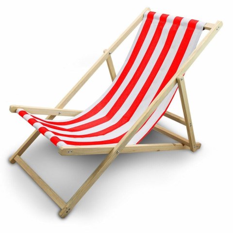 LEŻAK PLAŻOWY OGRODOWY DREWNIANY SKŁADANY REGULOWANY BIAŁO-CZERWONY LEŻAK PLAŻOWY OGRODOWY DREWNIANY SKŁADANY REGULOWANY BIAŁO-CZERWONY
