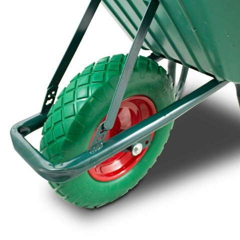 Taczka ogrodowa 100L 250kg misa PVC zielone koło PU Taczka ogrodowa 100L 250kg misa PVC zielone koło PU