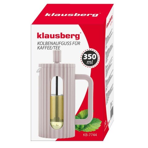 ZAPARZACZ TŁOKOWY DO KAWY/HERBATY 350ml KLAUSBERG KB-7744 RÓŻOWY ZAPARZACZ TŁOKOWY DO KAWY/HERBATY 350ml KLAUSBERG KB-7744 RÓŻOWY