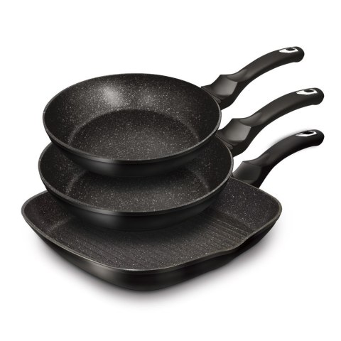 ZESTAW 3 PATELNI GRANITOWYCH BERLINGER HAUS BH-6157 BLACK SILVER ZESTAW 3 PATELNI GRANITOWYCH BERLINGER HAUS BH-6157 BLACK SILVER