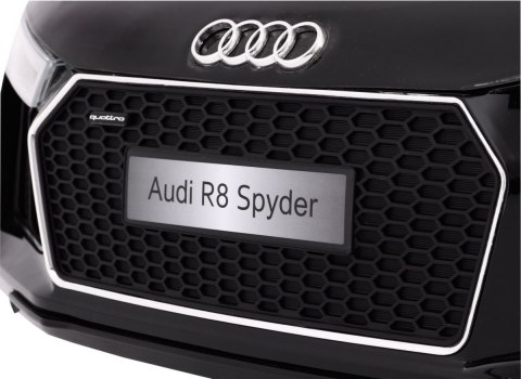 Audi R8 Spyder na akumulator Czarny + Pilot + EVA + Wolny Start + Radio MP3 + LED Audi R8 Spyder na akumulator Czarny + Pilot + EVA + Wolny Start + Radio MP3 + LED