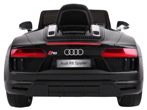 Audi R8 Spyder na akumulator Czarny + Pilot + EVA + Wolny Start + Radio MP3 + LED Audi R8 Spyder na akumulator Czarny + Pilot + EVA + Wolny Start + Radio MP3 + LED