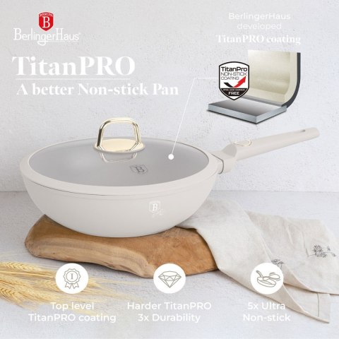 WOK TYTANOWY Z POKRYWĄ 28cm BERLINGER HAUS BH-8064 SAHARA