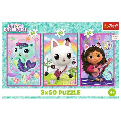 Puzzle - 3x50 - Poznajcie Gabby i kotki - Universal Gabbys Dollhouse Trefl 34876