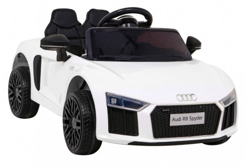 Audi R8 na akumulator dla dzieci Biały + Pilot + EVA + Wolny Start + MP3 LED Audi R8 na akumulator dla dzieci Biały + Pilot + EVA + Wolny Start + MP3 LED