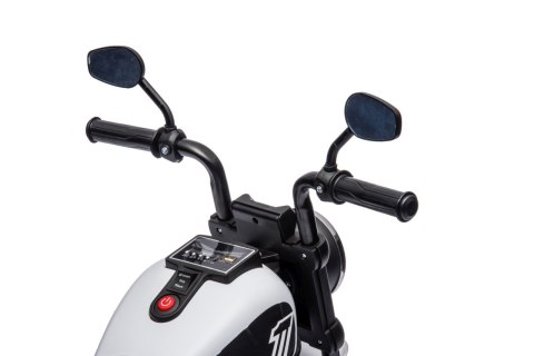 Motorek Chopper FASTER na akumulator dla dzieci Biały + Radio FM + Panel audio + LED Motorek Chopper FASTER na akumulator dla dzieci Biały + Radio FM + Panel audio + LED