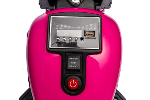 Motorek Chopper FASTER na akumulator dla dzieci Różowy + Radio FM + Panel audio + LED Motorek Chopper FASTER na akumulator dla dzieci Różowy + Radio FM + Panel audio + LED