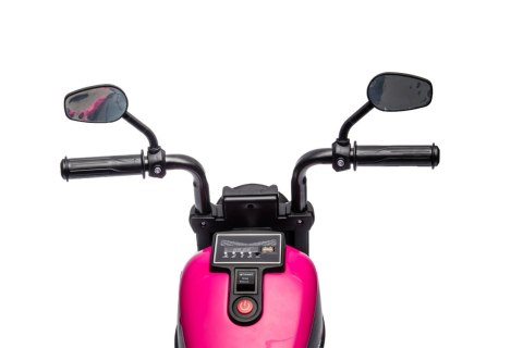 Motorek Chopper FASTER na akumulator dla dzieci Różowy + Radio FM + Panel audio + LED Motorek Chopper FASTER na akumulator dla dzieci Różowy + Radio FM + Panel audio + LED