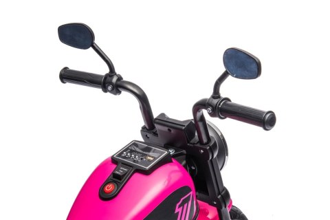Motorek Chopper FASTER na akumulator dla dzieci Różowy + Radio FM + Panel audio + LED Motorek Chopper FASTER na akumulator dla dzieci Różowy + Radio FM + Panel audio + LED