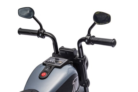 Motorek Chopper FASTER na akumulator dla dzieci Szary + Radio FM + Panel audio + LED Motorek Chopper FASTER na akumulator dla dzieci Szary + Radio FM + Panel audio + LED