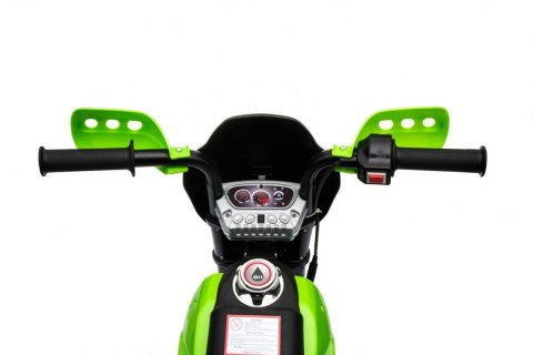 Motorek Cross dla dzieci Pojazd na akumulator Zielony + Pomocnicze kółka + Dźwięki LED Motorek Cross dla dzieci Pojazd na akumulator Zielony + Pomocnicze kółka + Dźwięki LED