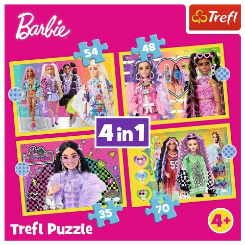 Puzzle - 4w1 - Wesoły świat Barbie / Mattel, Barbie 34626 Puzzle - 4w1 - Wesoły świat Barbie / Mattel, Barbie 34626