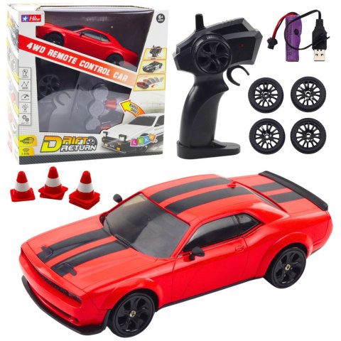Auto Sportowe Drift Wymienne Koła Zdalnie Sterowany RC 4WD Czerwone Sport Auto Sportowe Drift Wymienne Koła Zdalnie Sterowany RC 4WD Czerwone Sport