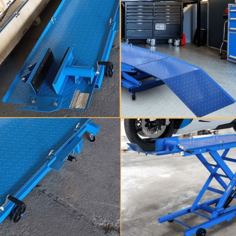 Podnosnik motocyklowy platformowy platforma 364 kg rampa serwisowa 21-78 cm Podnosnik motocyklowy platformowy platforma 364 kg rampa serwisowa 21-78 cm
