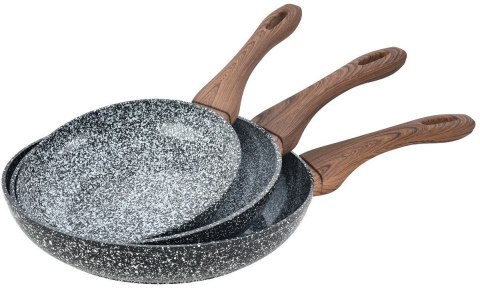 3 PATELNIE GRANITOWE GRANIT WOOD KINGHOFF KH-1030 3 PATELNIE GRANITOWE GRANIT WOOD KINGHOFF KH-1030