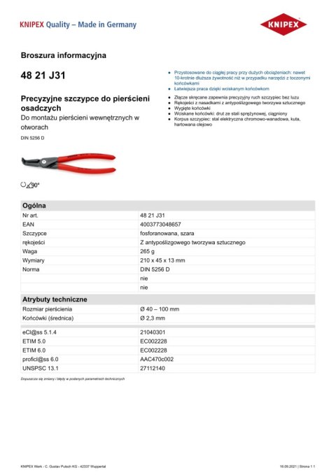 PRECYZYJNE SZCZYPCE DO PIERŚCIENI WEW.WYGIĘTE 210MM PRECYZYJNE SZCZYPCE DO PIERŚCIENI WEW.WYGIĘTE 210MM