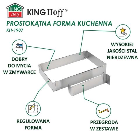 FORMA REGULOWANA RANT DO CIAST TORTÓW KINGHOFF KH-1907 PROSTOKĄTNA FORMA REGULOWANA RANT DO CIAST TORTÓW KINGHOFF KH-1907 PROSTOKĄTNA