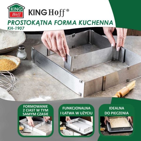 FORMA REGULOWANA RANT DO CIAST TORTÓW KINGHOFF KH-1907 PROSTOKĄTNA FORMA REGULOWANA RANT DO CIAST TORTÓW KINGHOFF KH-1907 PROSTOKĄTNA