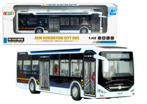 Elektryczny Autobus Miejski 1:42 Metalowy Światła Biały Elektryczny Autobus Miejski 1:42 Metalowy Światła Biały