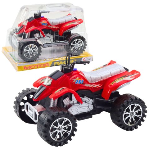 Quad Terenowy Z Napędem Bieżnikowane Koła Czerwony Quad Terenowy Z Napędem Bieżnikowane Koła Czerwony