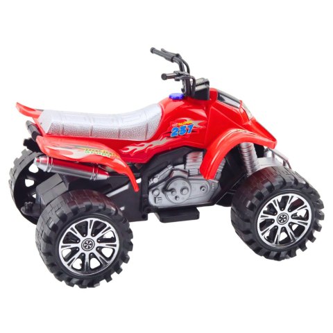 Quad Terenowy Z Napędem Bieżnikowane Koła Czerwony Quad Terenowy Z Napędem Bieżnikowane Koła Czerwony