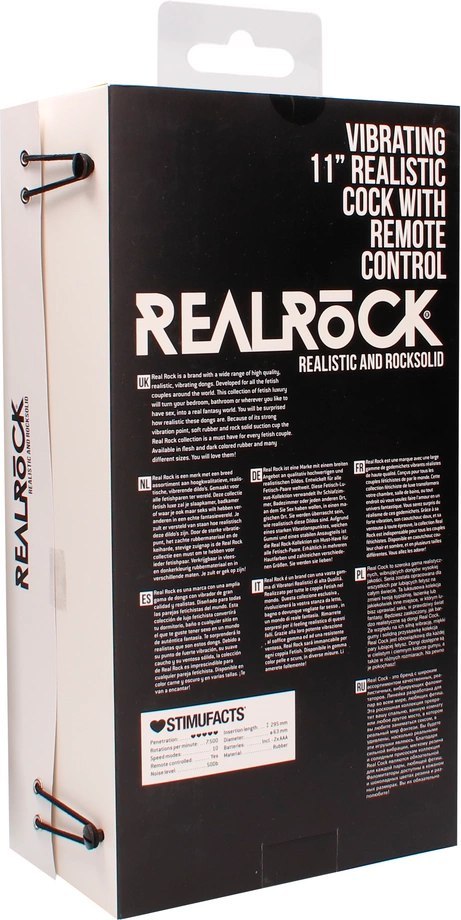 RealRock - Wibrujące realistyczne dildo z jądrami - z pilotem 28 cm