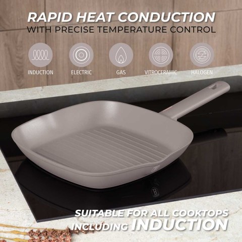 PATELNIA GRILLOWA TYTANOWA 28cm BERLINGER HAUS BH-8096 TAUPE