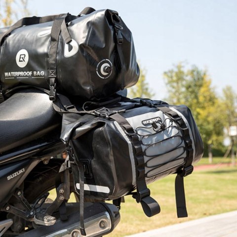 Podwójna wodoodporna torba motocyklowa dwie sakwy duża pojemność 60L szara Podwójna wodoodporna torba motocyklowa dwie sakwy duża pojemność 60L szara