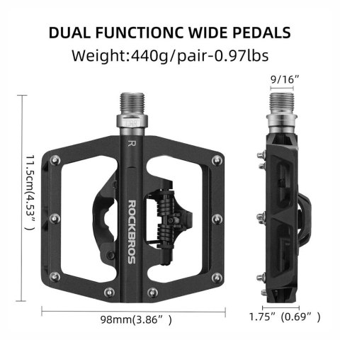 Zestaw pedałów rowerowych MTB z zatrzaskami SPD Shimano - czarne Zestaw pedałów rowerowych MTB z zatrzaskami SPD Shimano - czarne