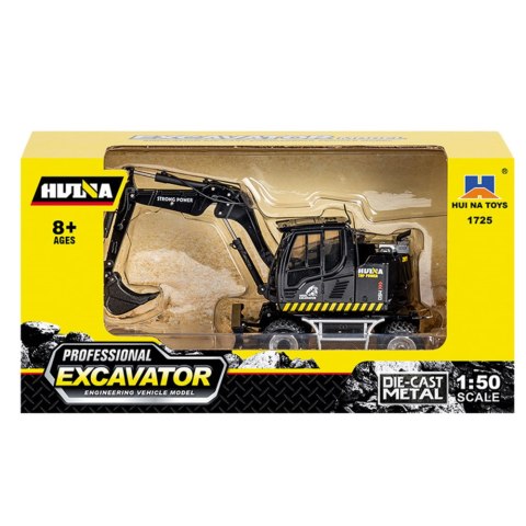 Koparka Kołowa Ze Spychaczem Metalowa Huina Czarna 1:50 Koparka Kołowa Ze Spychaczem Metalowa Huina Czarna 1:50