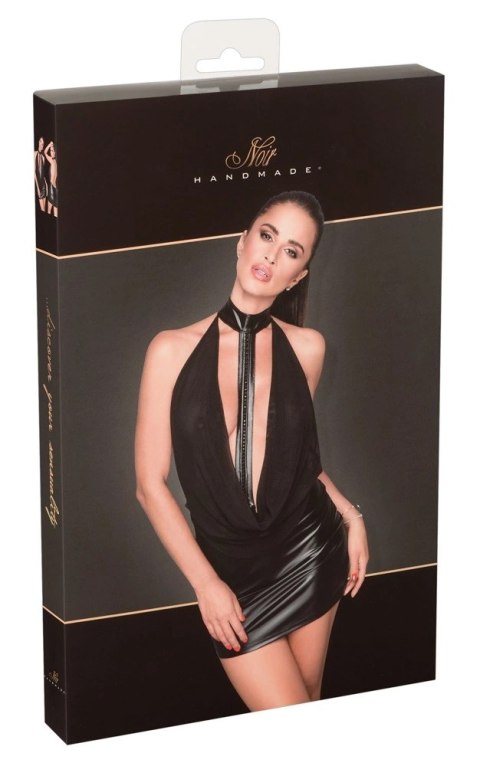 Noir - Seksowna Mini Sukienka Z Matowym Dołem Bez Pleców Czarna XL Noir - Seksowna Mini Sukienka Z Matowym Dołem Bez Pleców Czarna XL