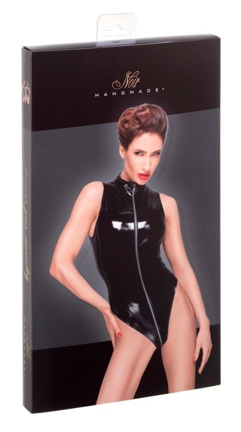 Noir - Seksowne Błyszczące Czarne Body Ze Srebrnym Zamkiem XL Noir - Seksowne Błyszczące Czarne Body Ze Srebrnym Zamkiem XL