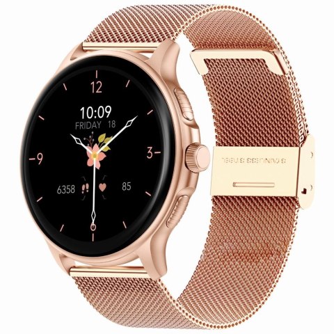 Smartwatch Damski GRAVITY GT12-5 Szary Pasek Silikonowy + Bransoleta Różowe Złoto