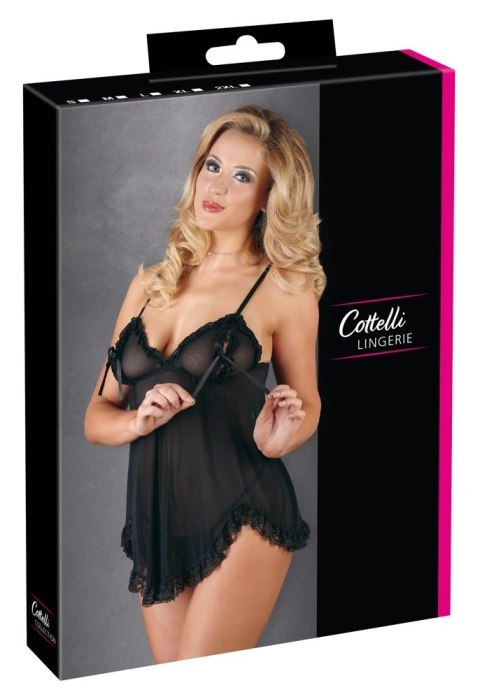 Cottelli LINGERIE - Gorąca Koszulka Nocna Z Siateczki Z Kokardkami + Stringi Czarne M Cottelli LINGERIE - Gorąca Koszulka Nocna Z Siateczki Z Kokardkami + Stringi Czarne M