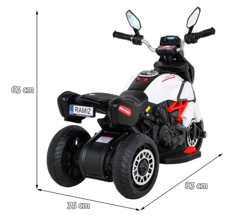 Motorek Fast Tourist na akumulator dla dzieci Biały + Audio + Światła + Ekoskóra Motorek Fast Tourist na akumulator dla dzieci Biały + Audio + Światła + Ekoskóra