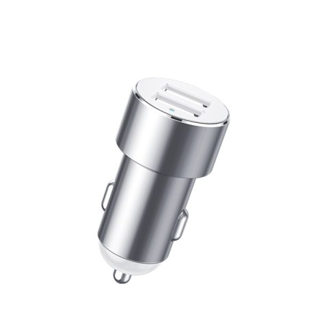 Rozdzielacz samochodowy 2x gniazdo zapalniczki 80W 2x USB-A 3.1A - srebrny